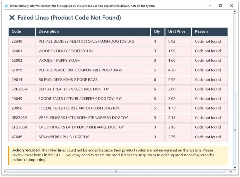 ProEPOS — flagged lines for review