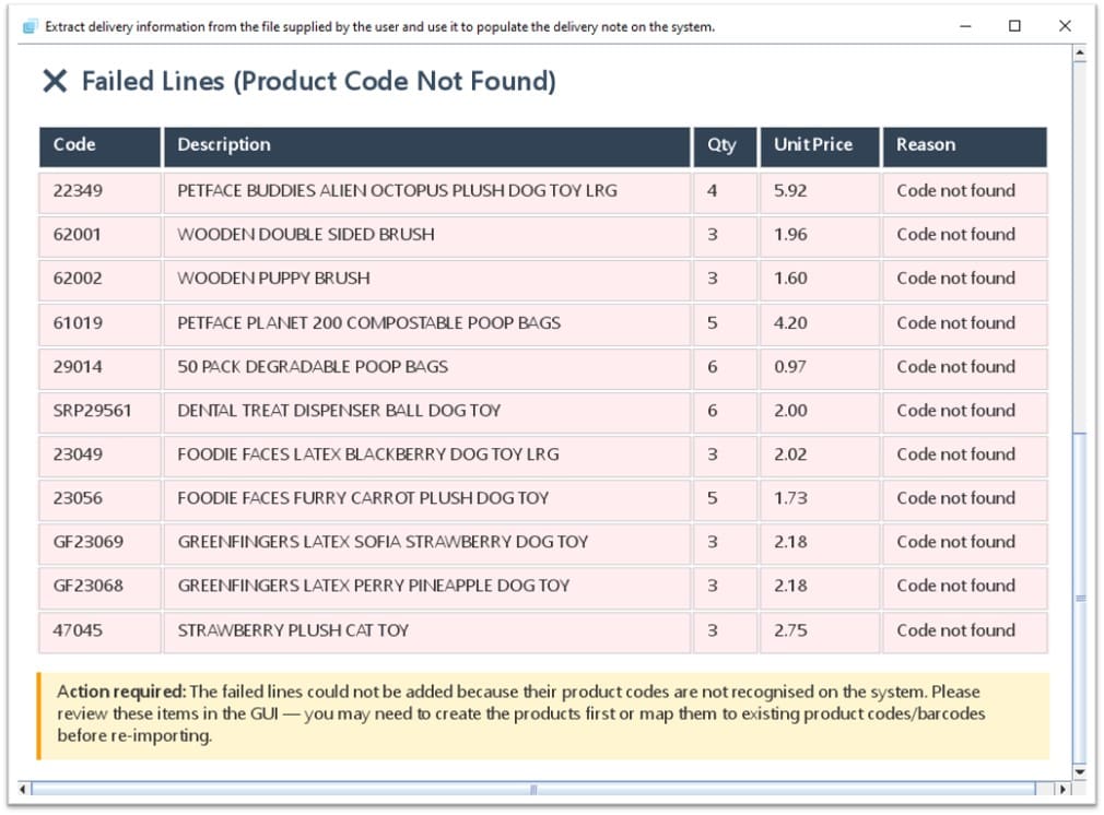 ProEPOS — flagged lines for review